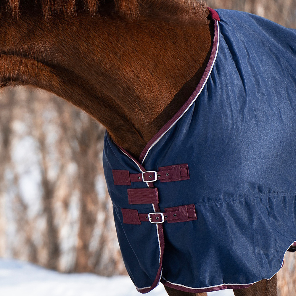 Попона денниковая FLEECE-LINED на флисе синий/бордо