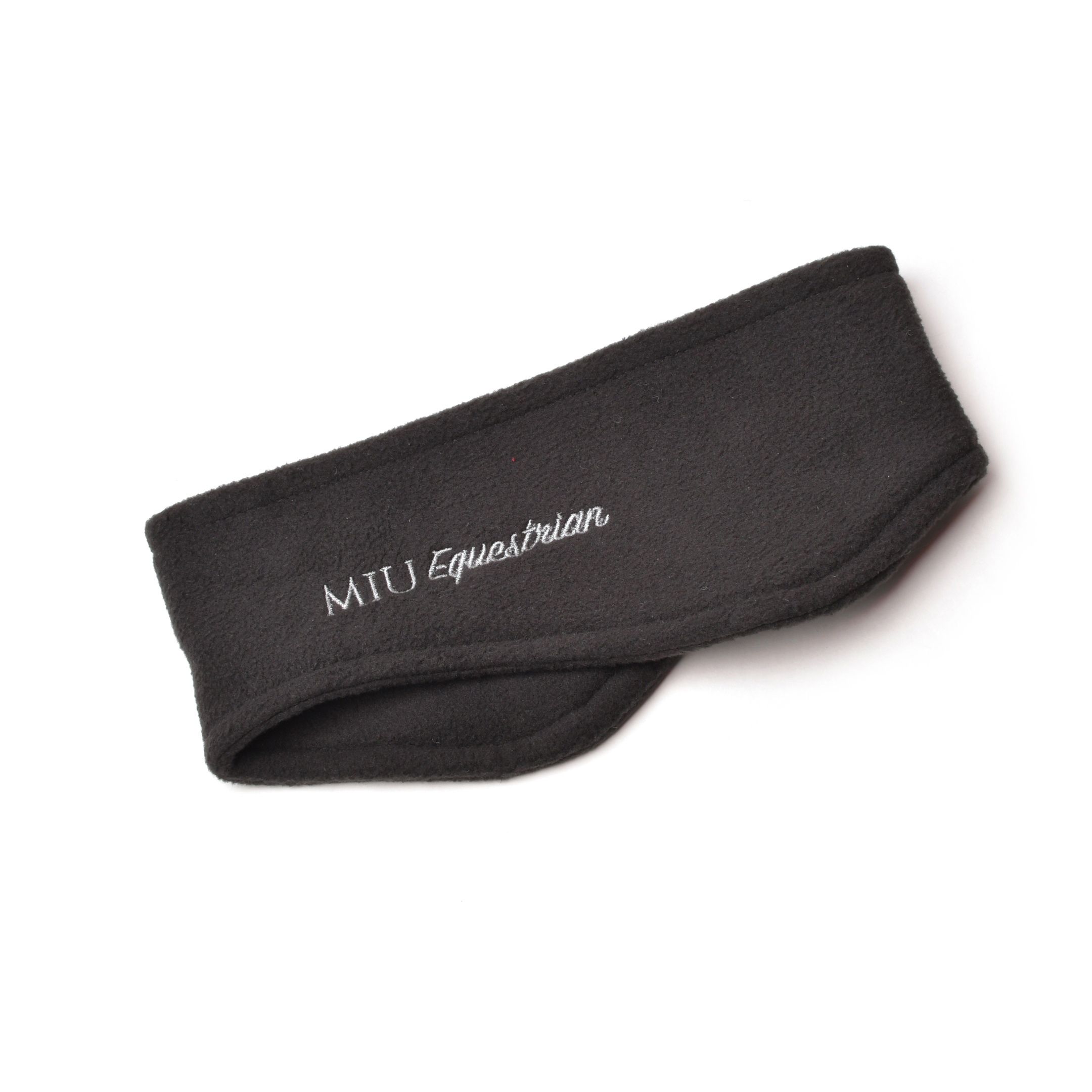 Полоска флисовая  на уши с вышивкой чёрный