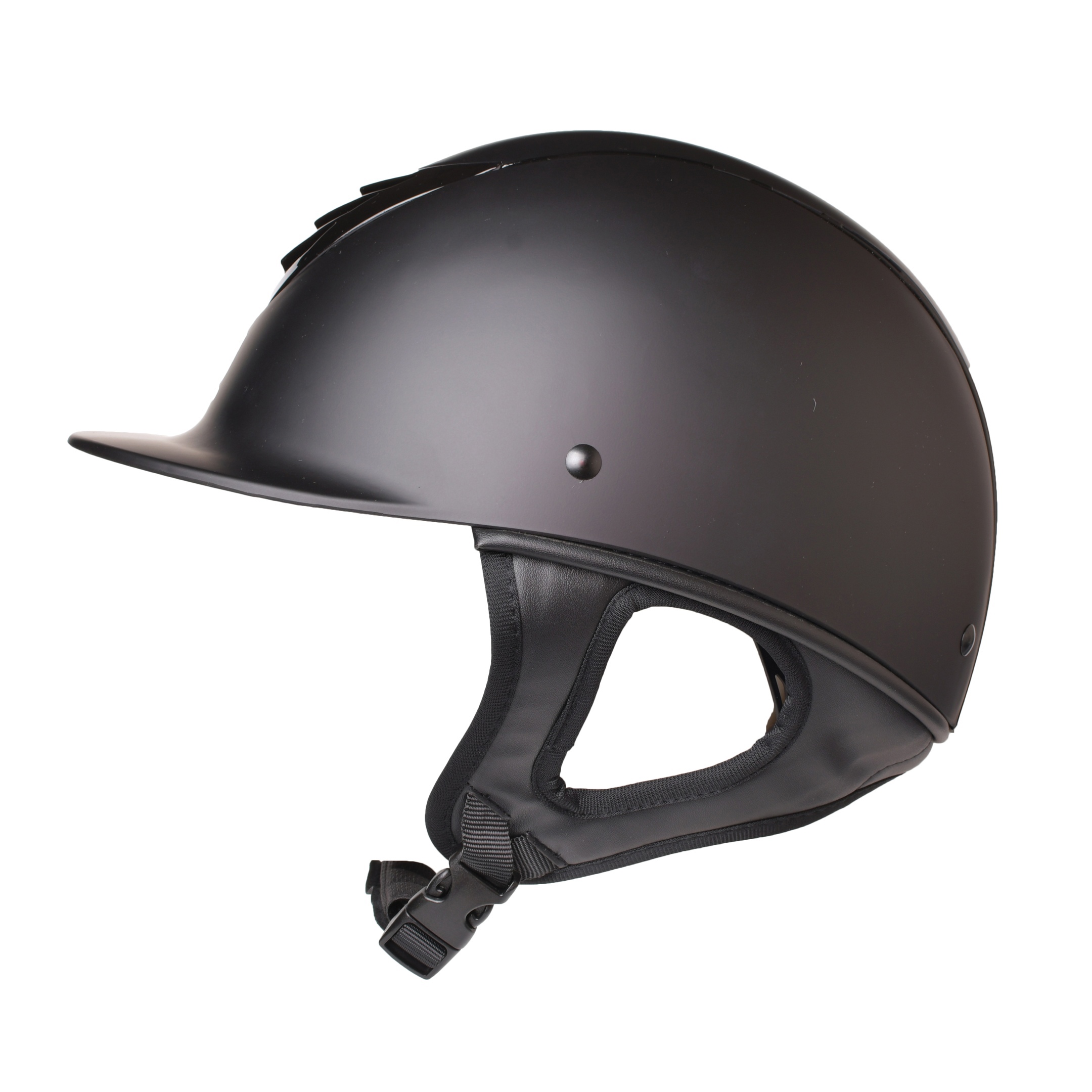 Шлем для верховой езды с вентиляцией и лаковой вставкой чёрный Первая Конная Мануфактура
