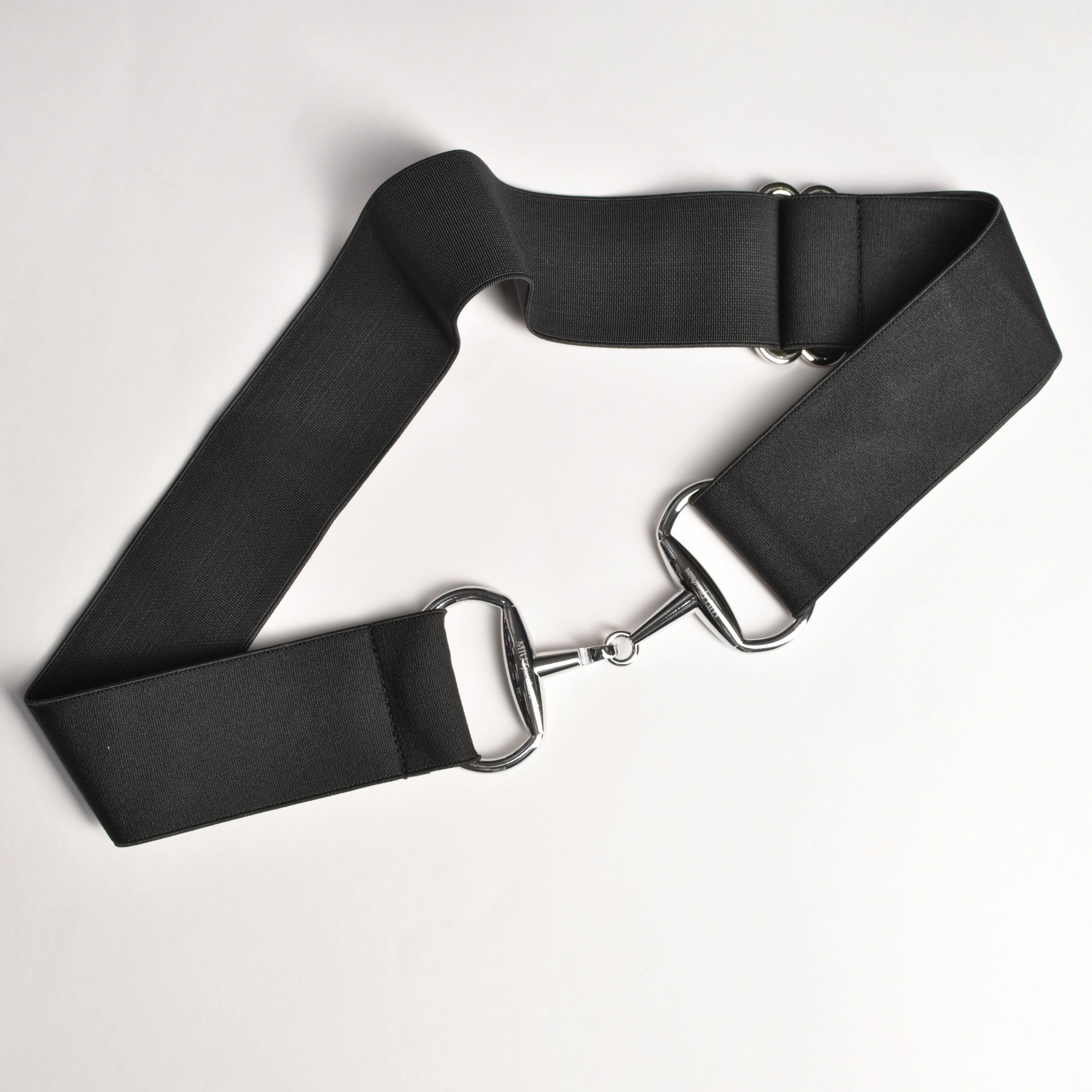 Ремень эластичный 5см с пряжкой трензелем чёрный (один размер, С375901-10-один размер)