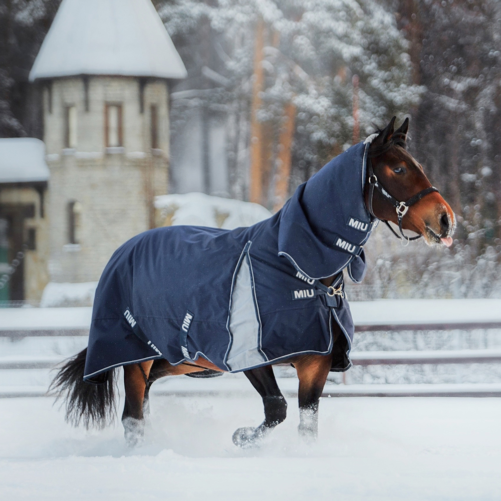 Попона прогулочная OSLO с капором, 300 гр синий Первая Конная Мануфактура