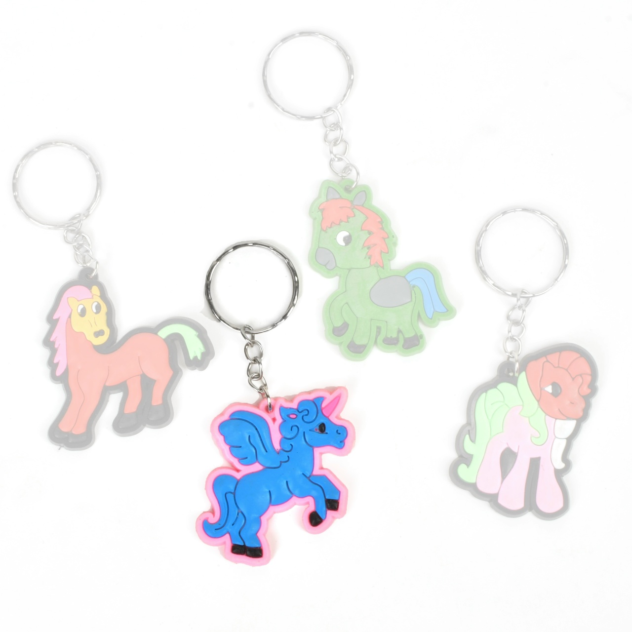 Брелок резиновый единорог, голубой/розовый