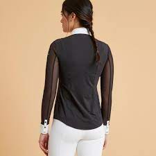 Поло для соревнований с длинными рукавами 900 чёрный/белый