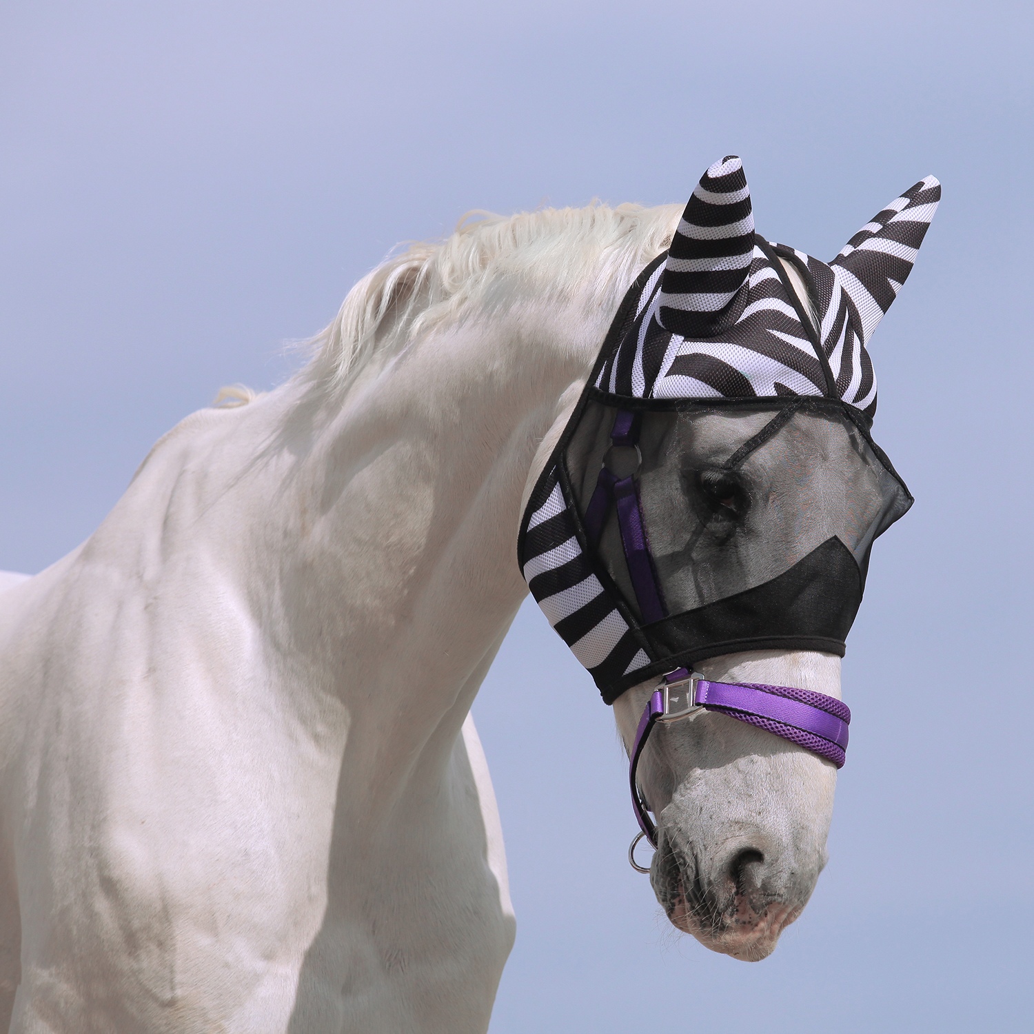 Маска антимоскитная для пони и минихорс ZEBRA белая сетка Первая Конная Мануфактура