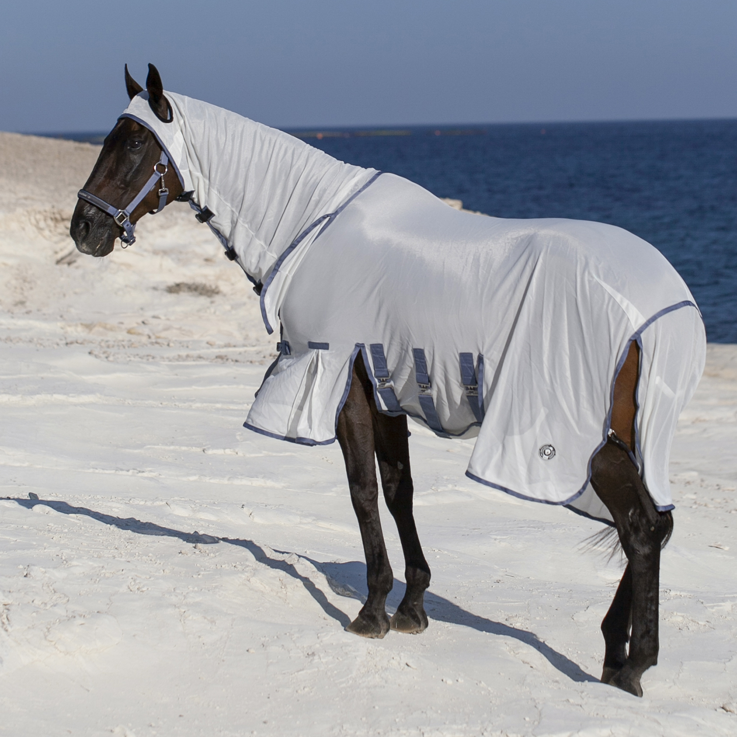 Попона антимоскитная со вшитым капором MIU Equestrian Fly Screen Hoody белый