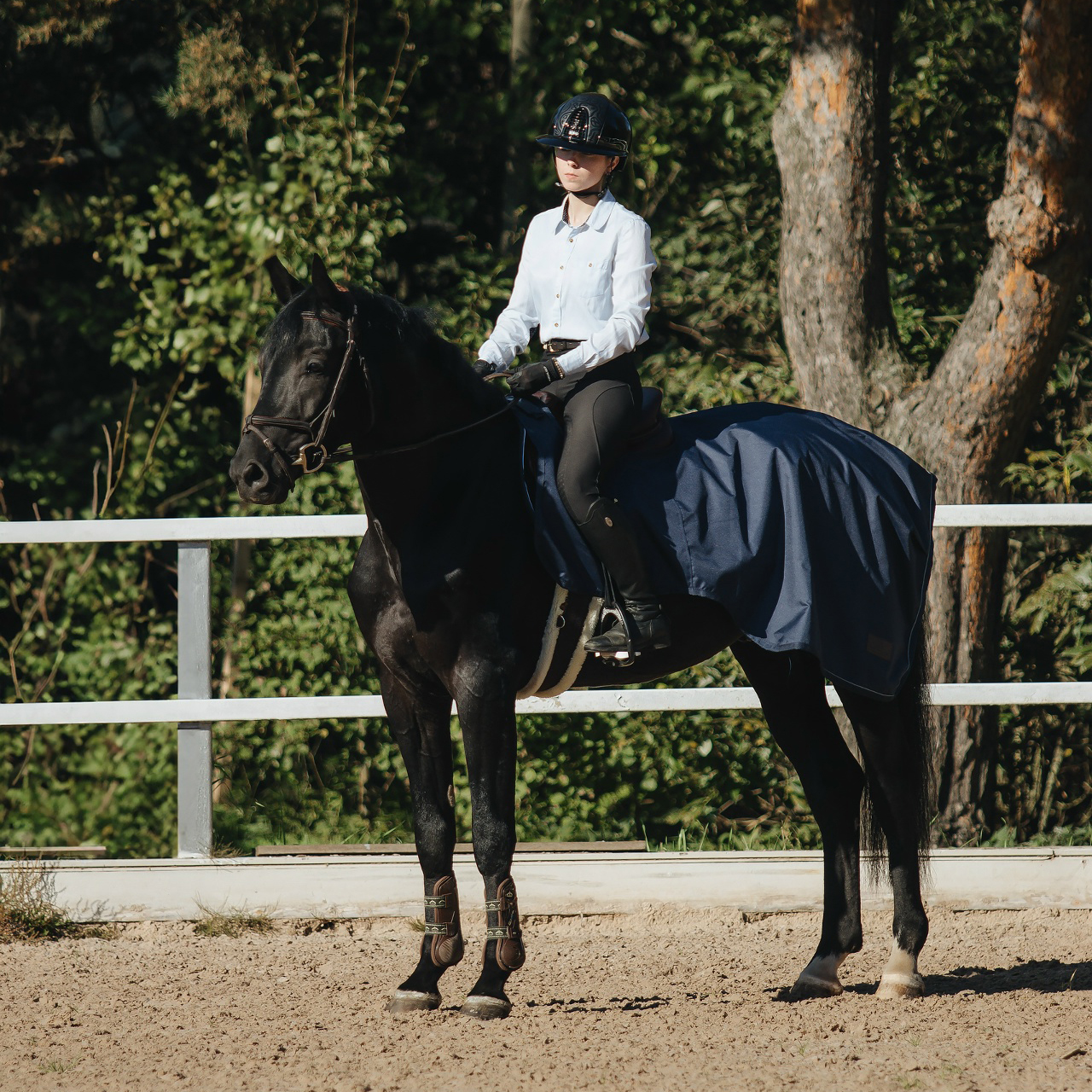 Полупопона HALF с вырезом под седло на хлопке синий