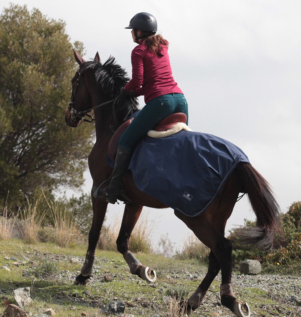 Полупопона HALF с вырезом под седло на хлопке синий