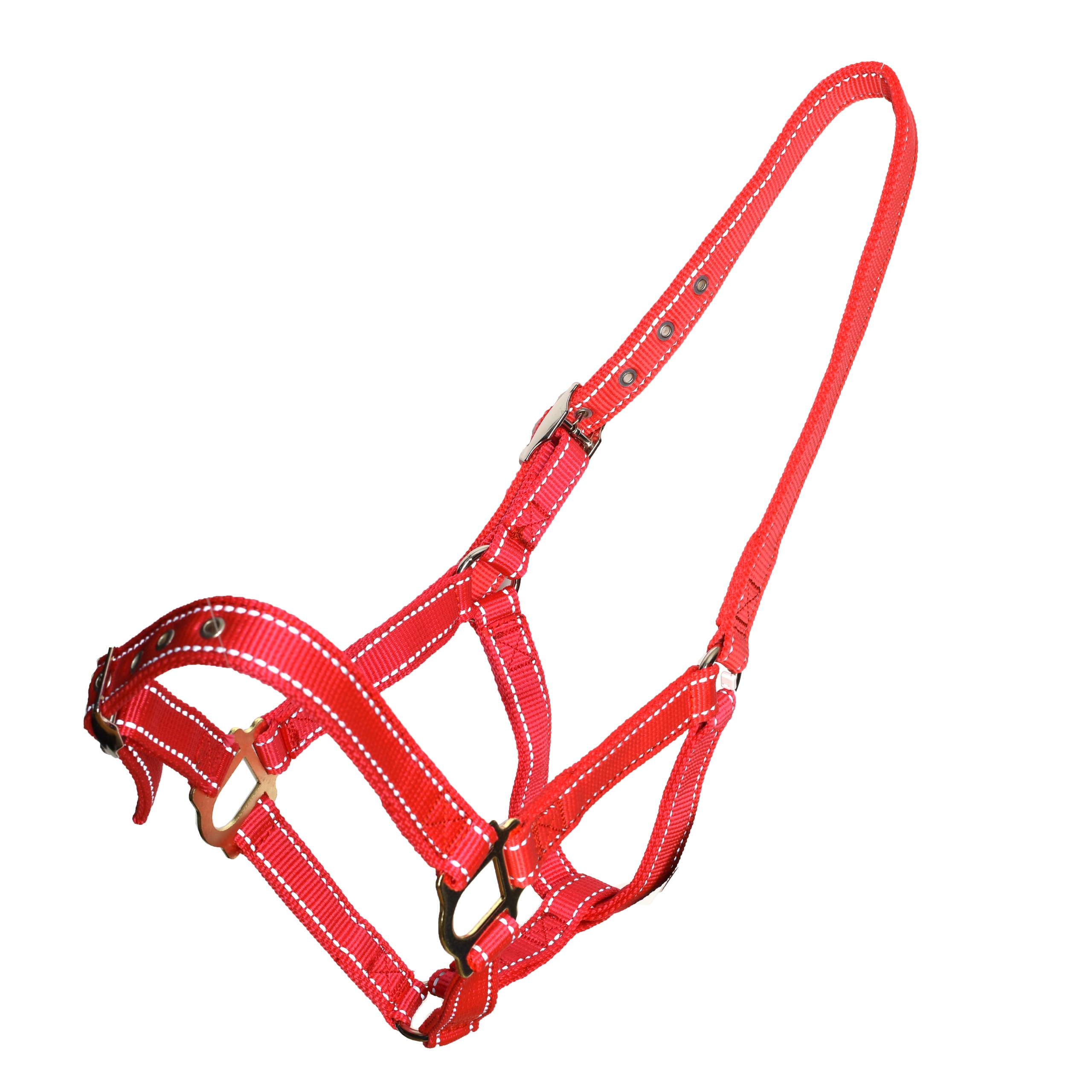 Недоуздок нейлоновый светоотражающий красный