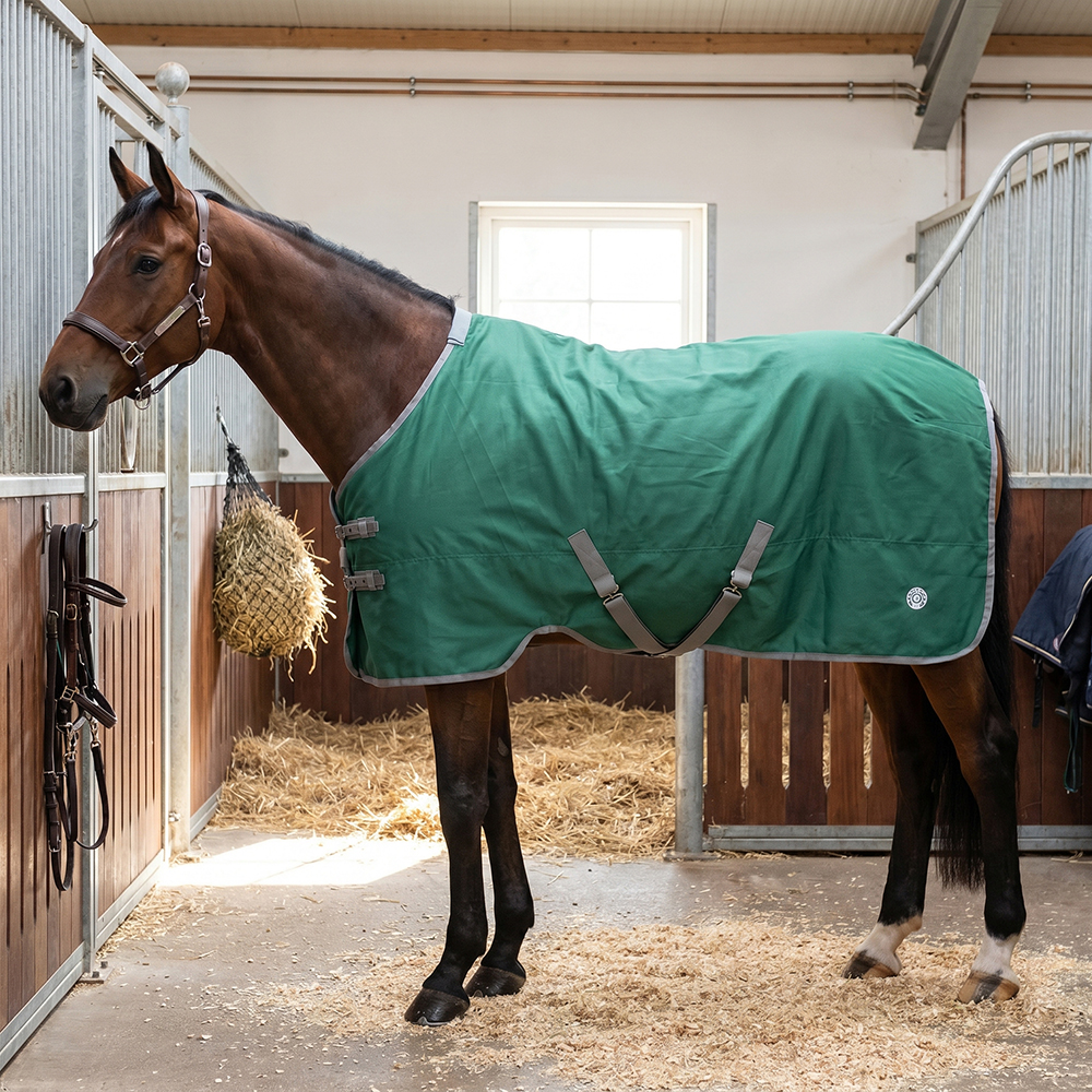 Попона денниковая FLEECE-LINED на флисе зелёный/серый