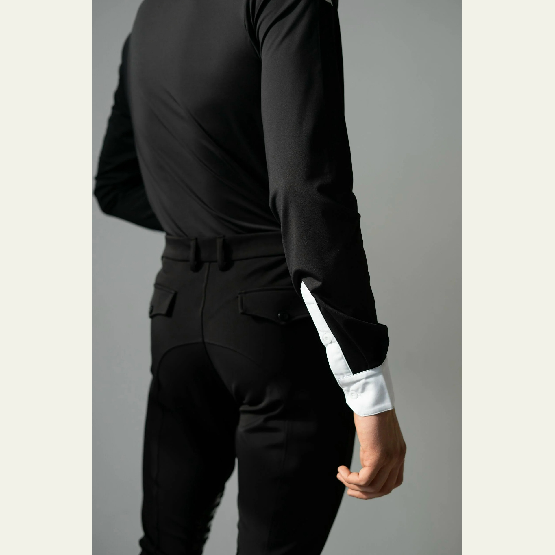 Поло рубашка мужская с длинным рукавом чёрный