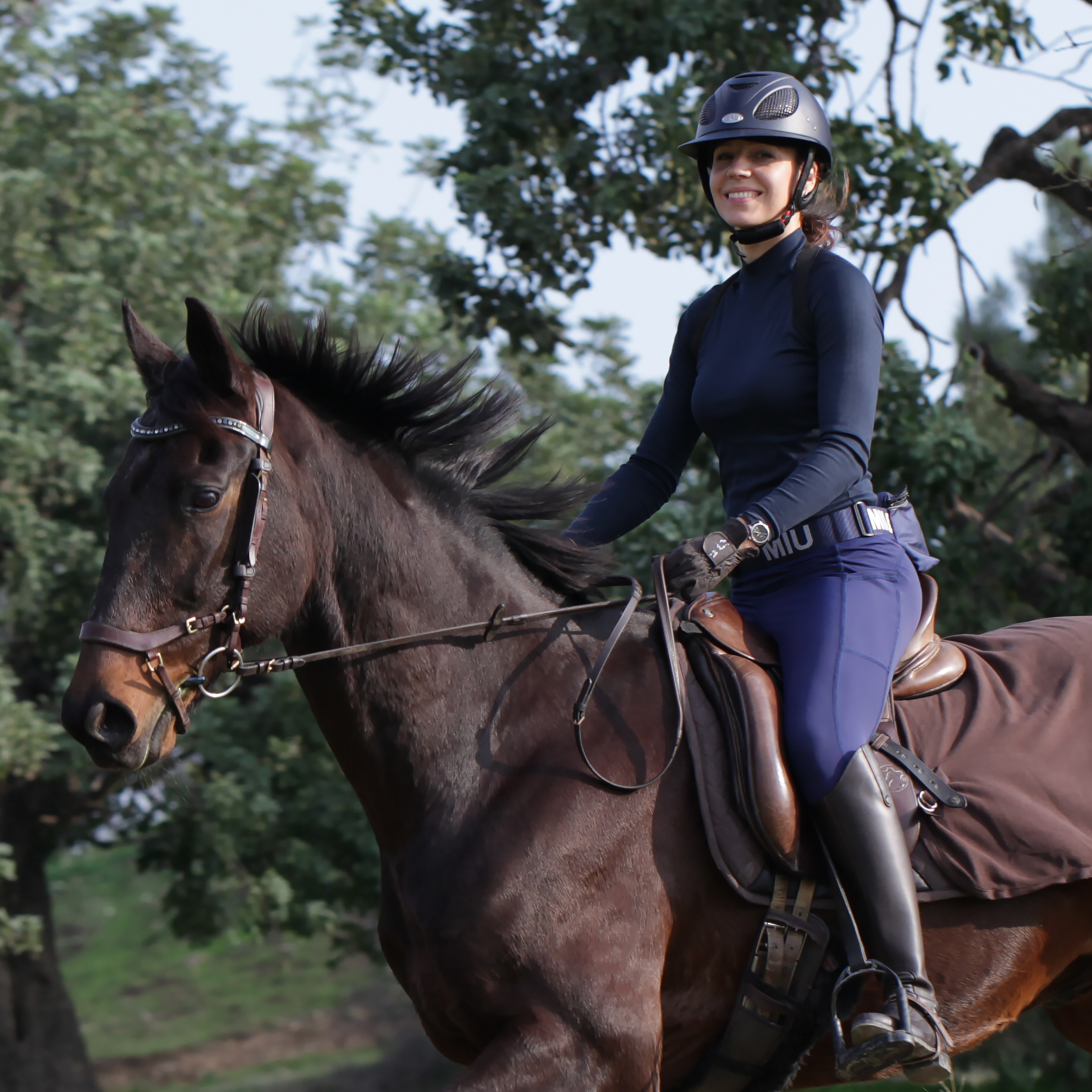 Лонгслив MIU Equestrian SWEATER 2.0 синий