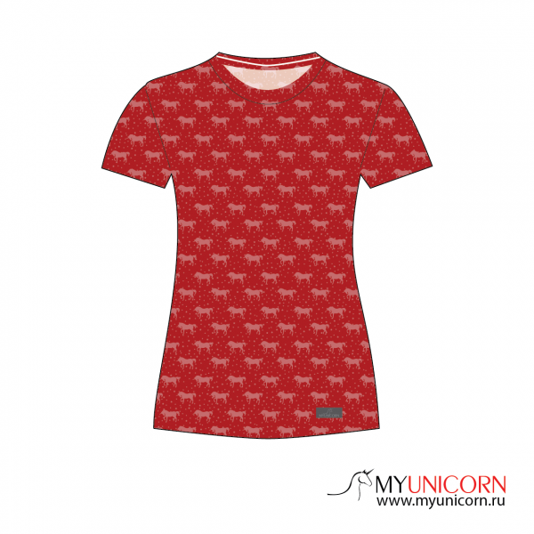 Футболка Паттерн единорога красный