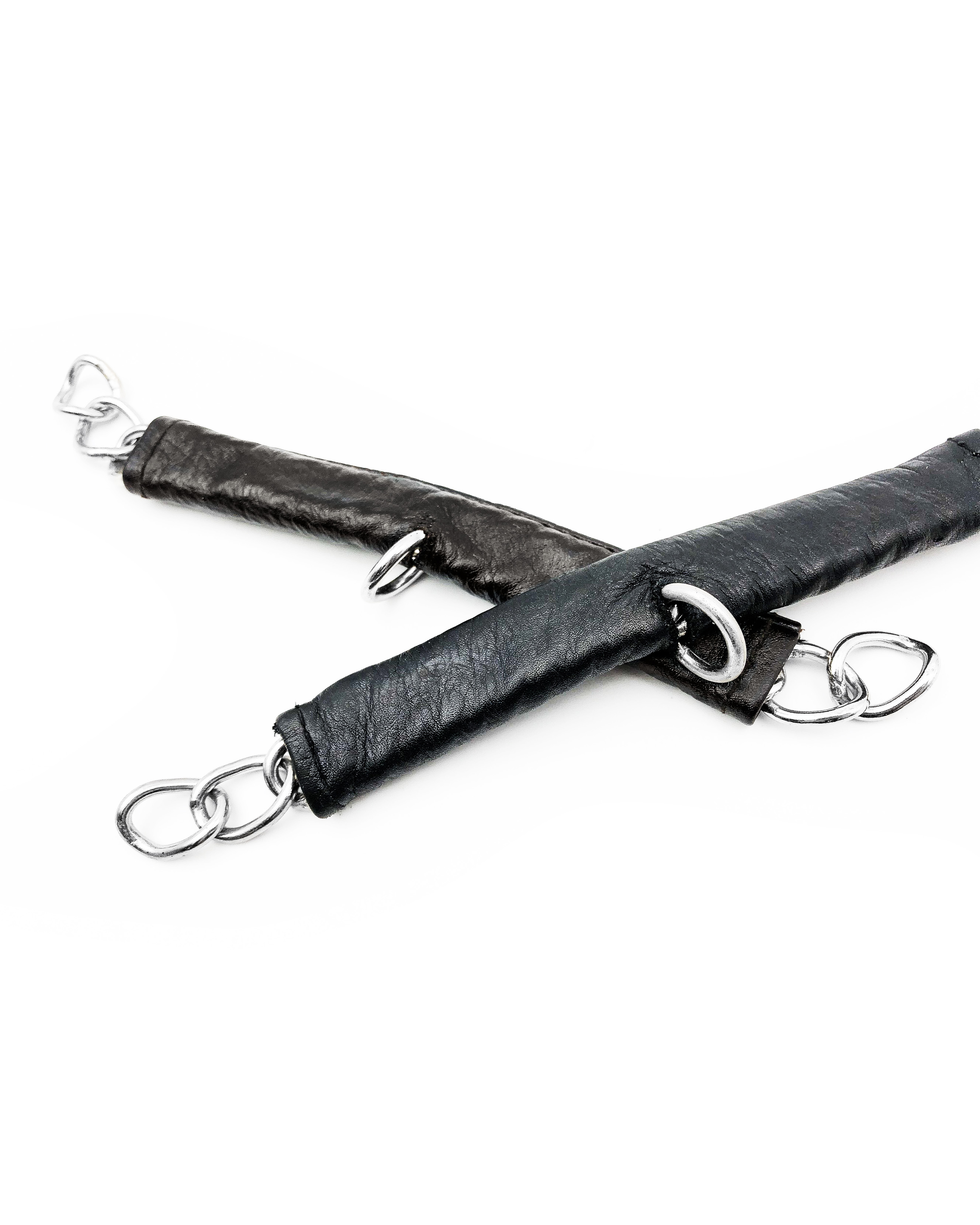 Цепочка для мундштука Chain curb strap in black leather Первая Конная Мануфактура