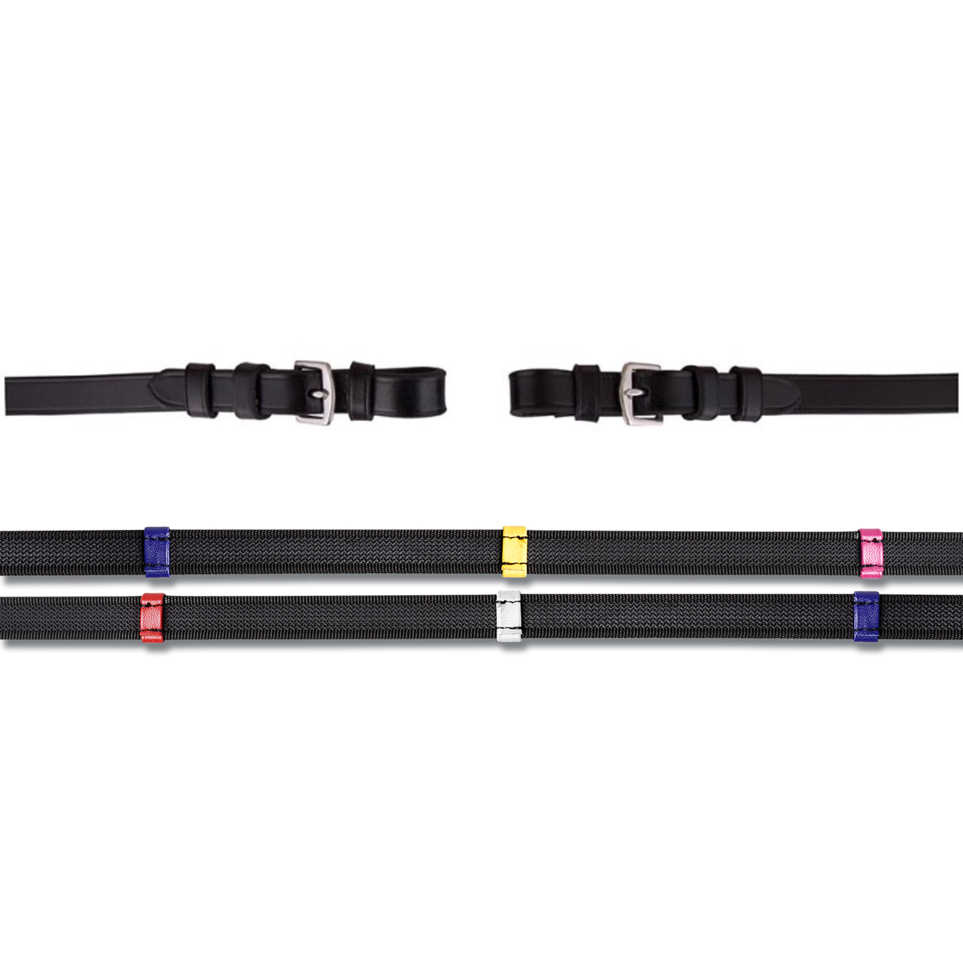 Повод прорезиненный с цветными вставками чёрный