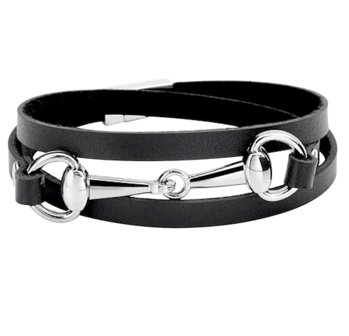 Браслет чёрный с серебром