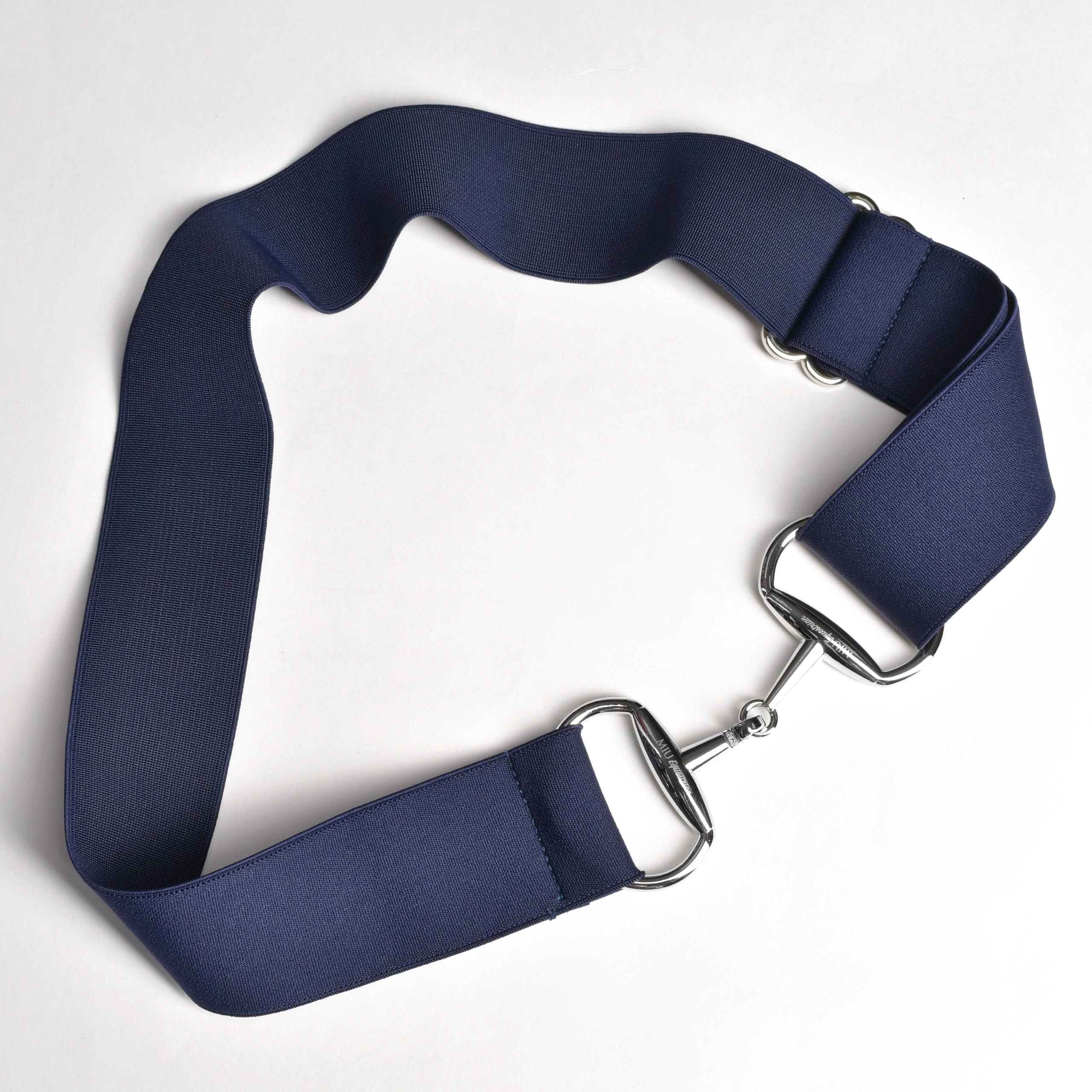 Ремень эластичный 5см с пряжкой трензелем синий