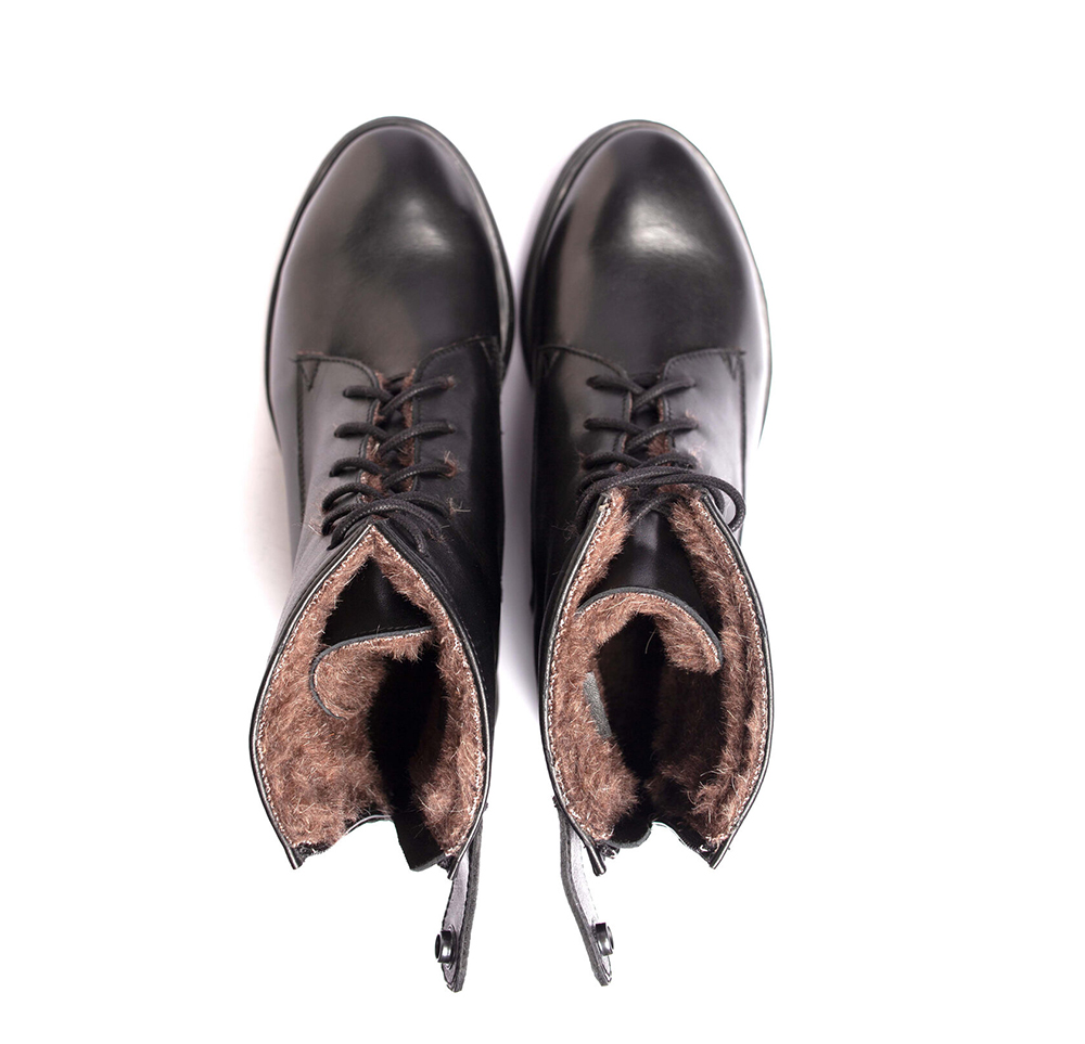 Ботинки классические утеплённые на шнуровке женские чёрный