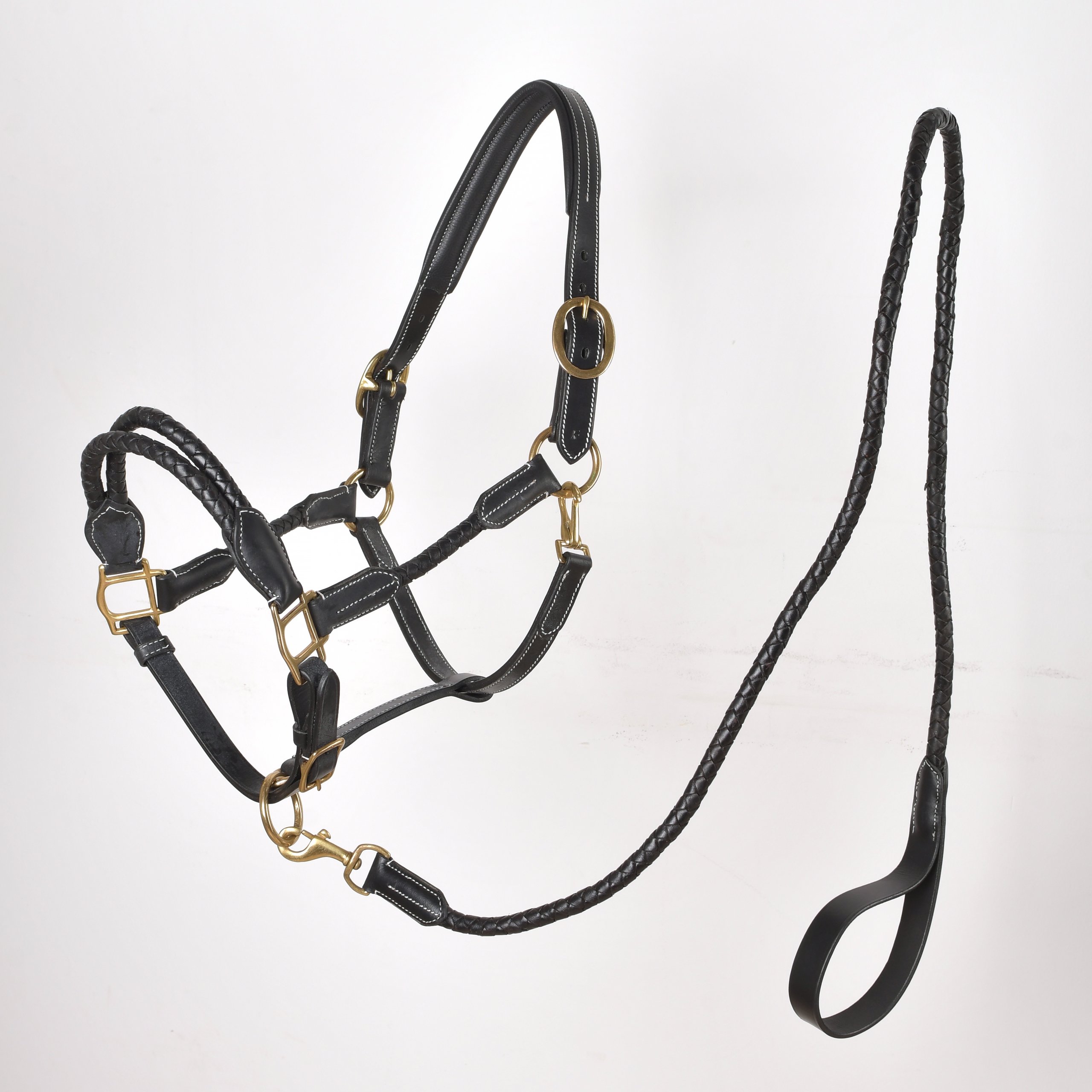 Недоуздок кожаный плетеный с чомбуром Evoke чёрный Первая Конная Мануфактура