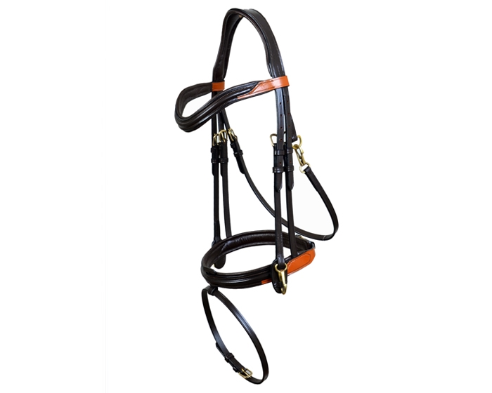 Уздечка двухцветная Yorkshire чёрный/коричневый Первая Конная Мануфактура