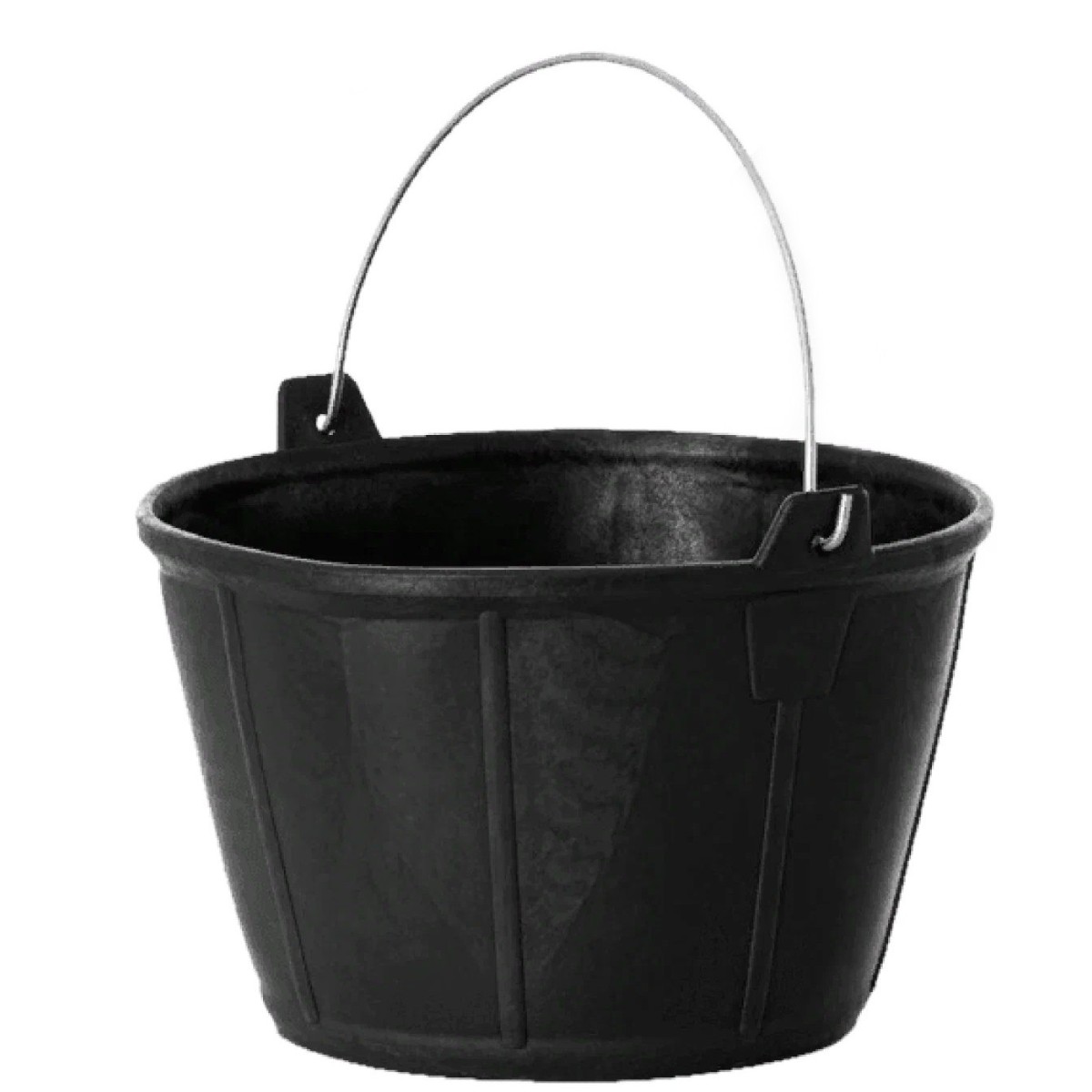 Тазик для лошади "Farmer" с металлической ручкой 12 л, резинопластик чёрный