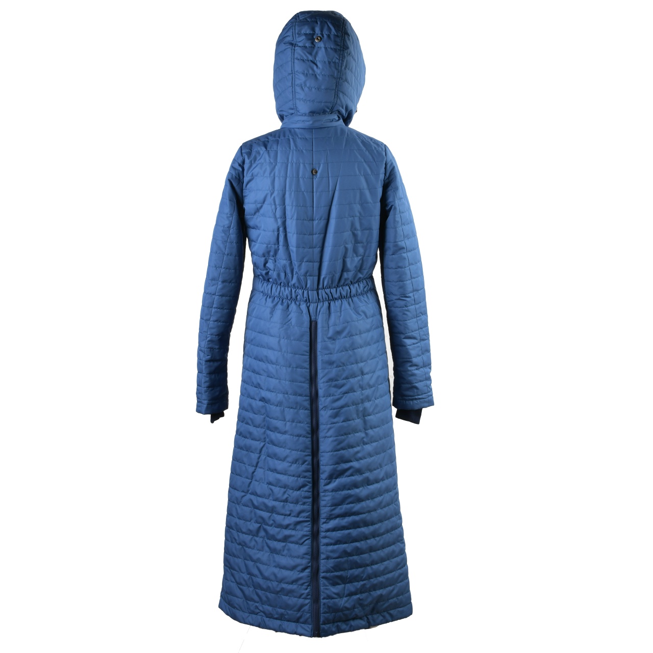 Пальто длинное с цветными вставками 135см синий