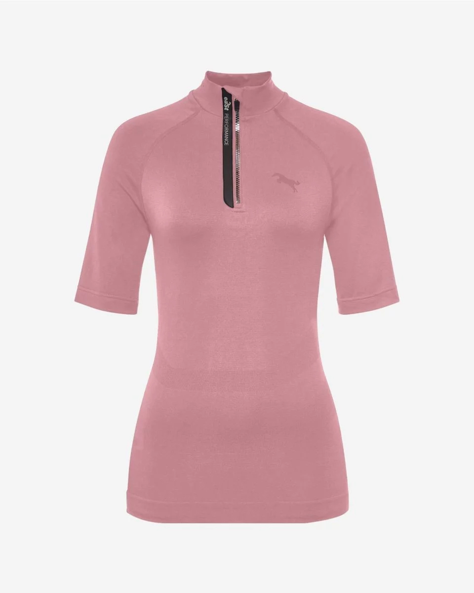Поло на молнии с коротким рукавом пыльная роза
