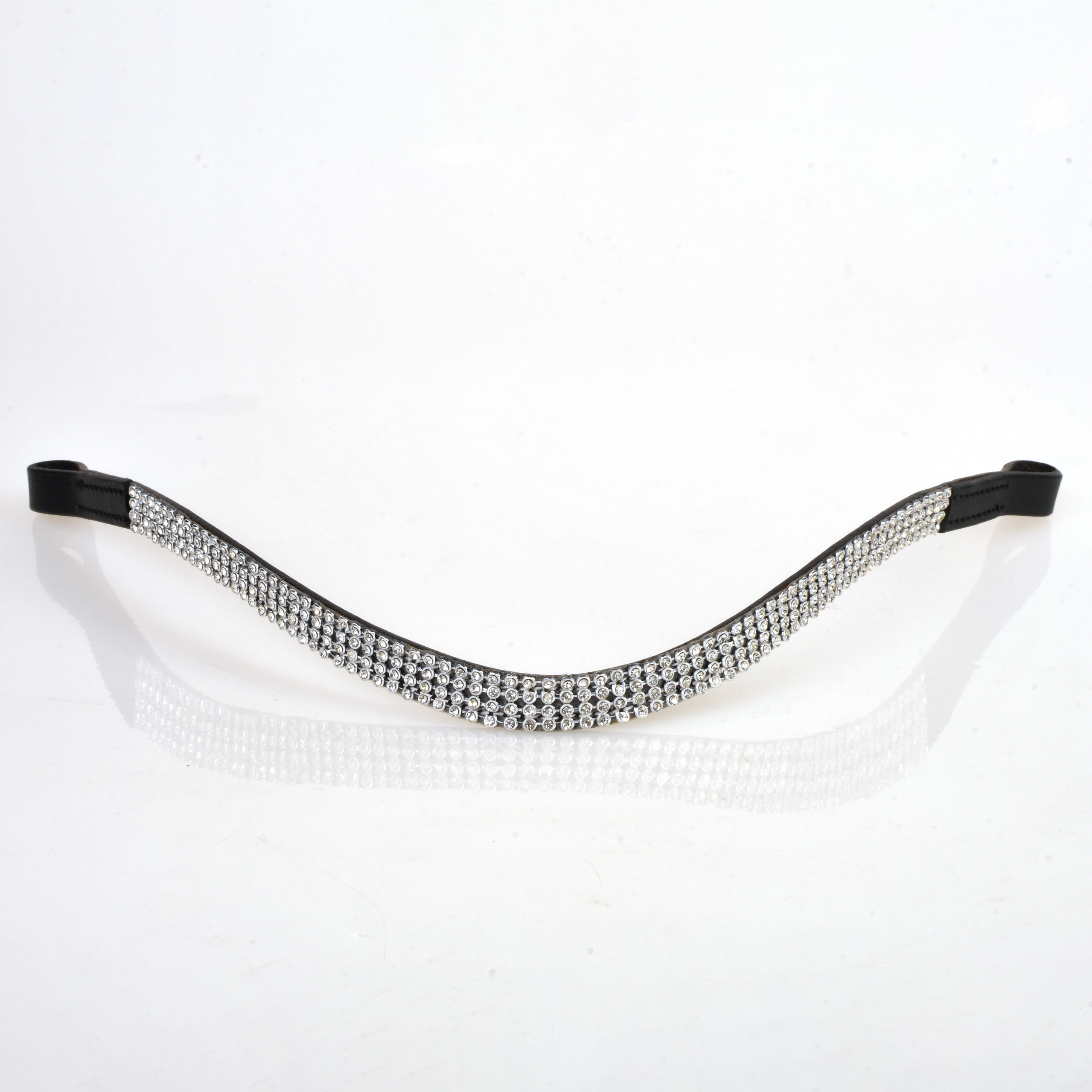 Налобник изогнутый, стразы в четыре ряда чёрный Первая Конная Мануфактура