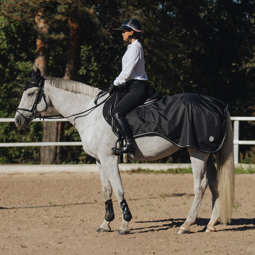 Полупопона HALF с вырезом под седло на флисе чёрный