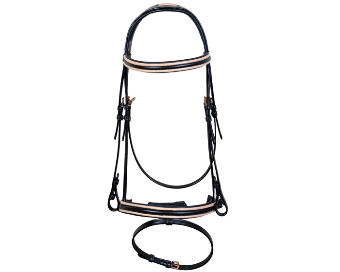 Уздечка с цветными подложками Bubble gum чёрный/розовый