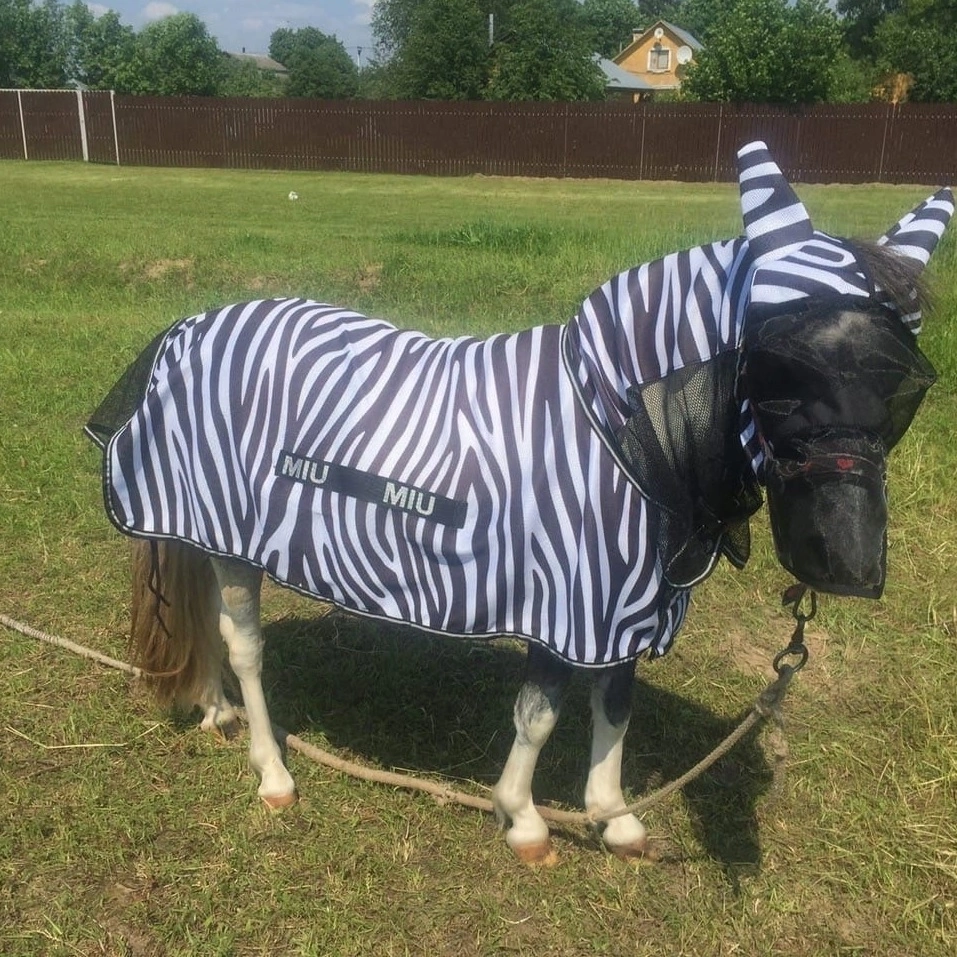 Попона антимоскитная с капором и подпузником mimimi Pony Air Max Zebra, принт зебра Первая Конная Мануфактура