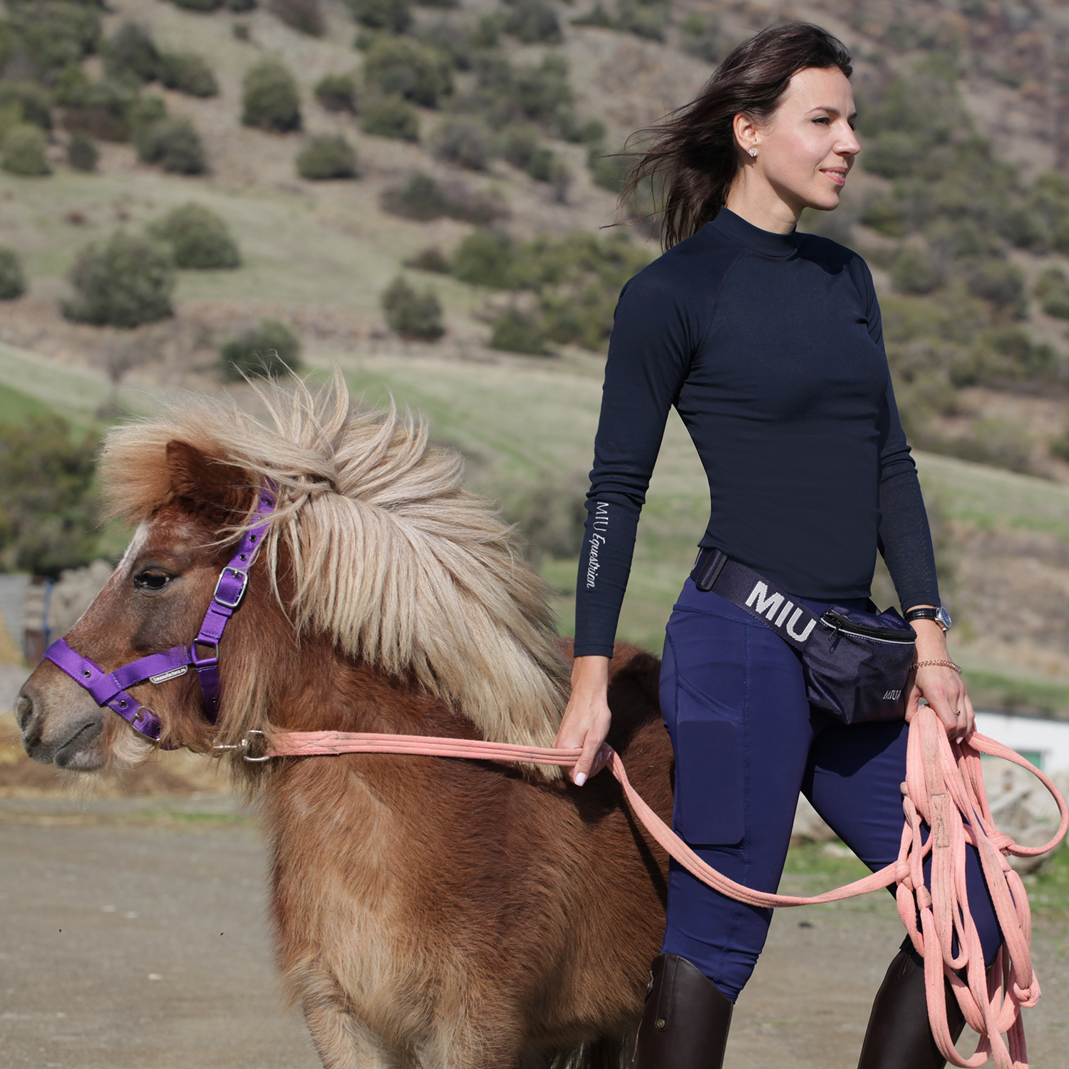 Лонгслив MIU Equestrian SWEATER 2.0 синий