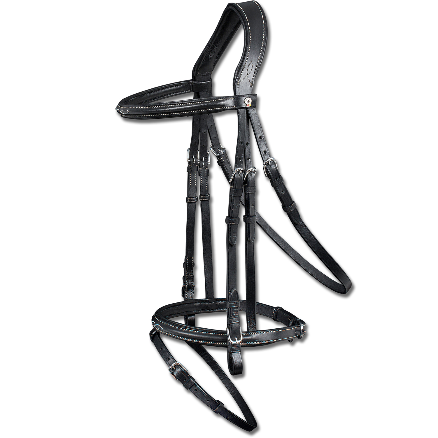 Оголовье с анатомическим затылком и контрастной отстрочкой чёрный