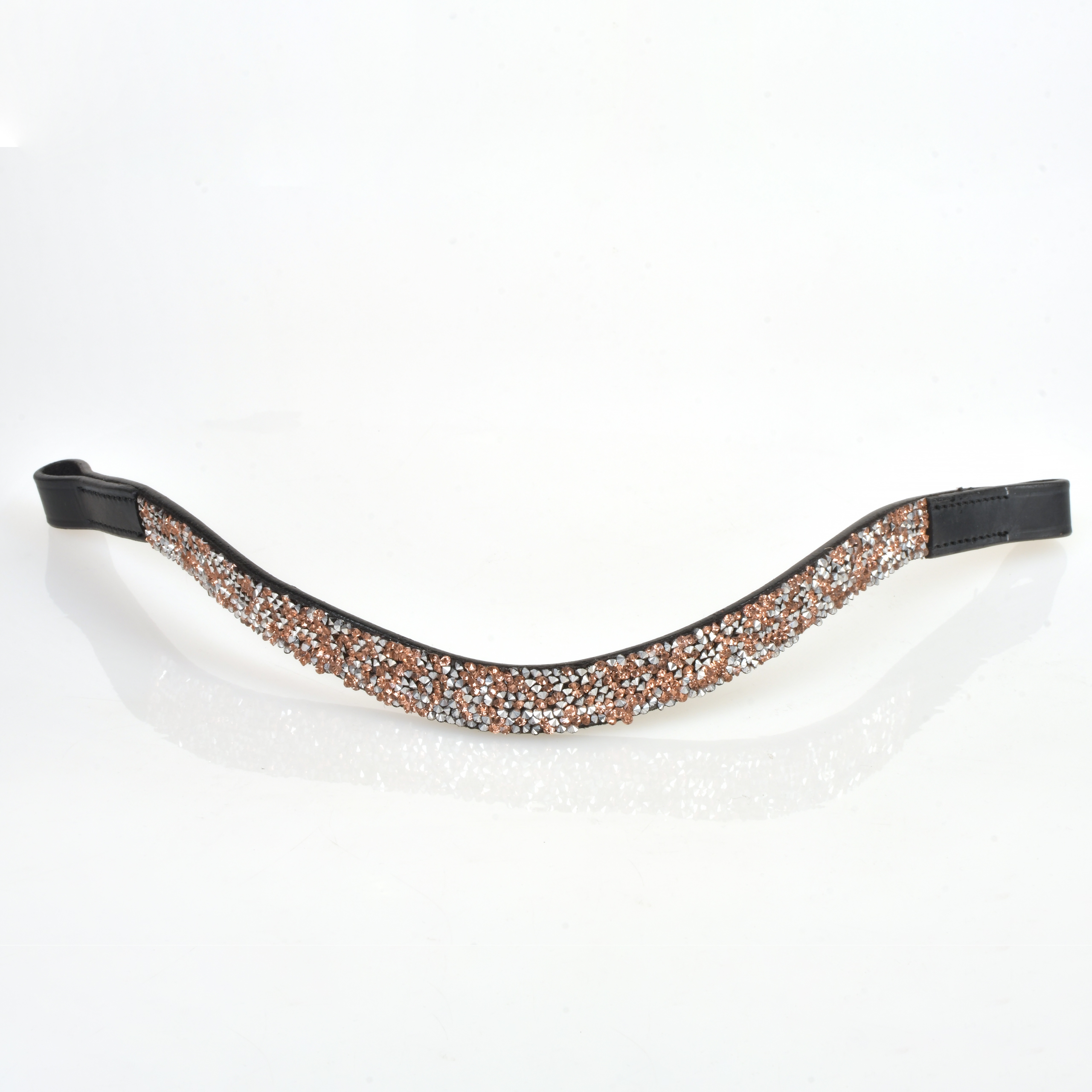 Налобник со стразами россыпью, узкий, бронза чёрный Первая Конная Мануфактура