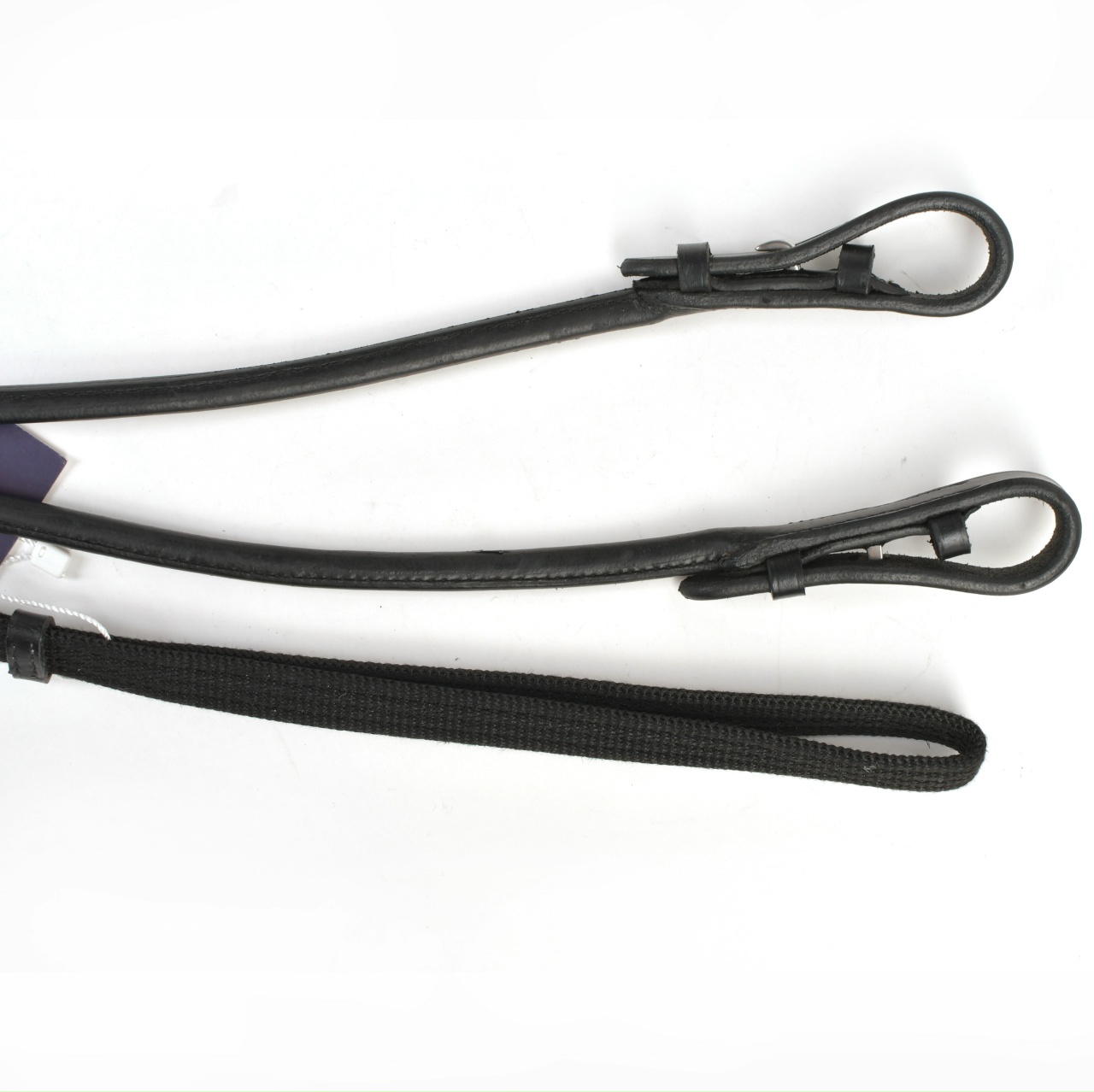 Повод мундштучный дутая кожа, текстиль чёрный