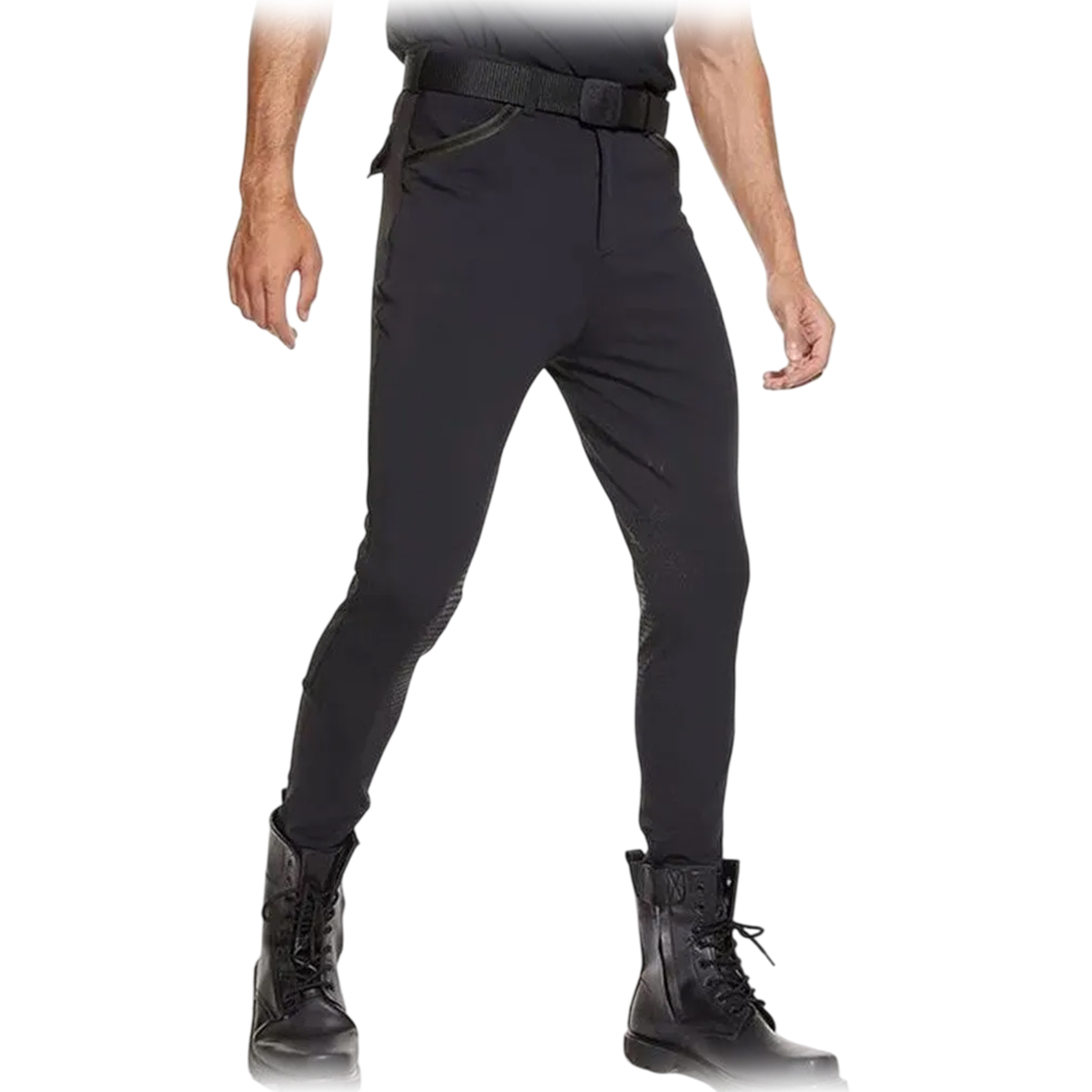 Бриджи мужские для верховой езды с силиконовой коленной леей чёрный