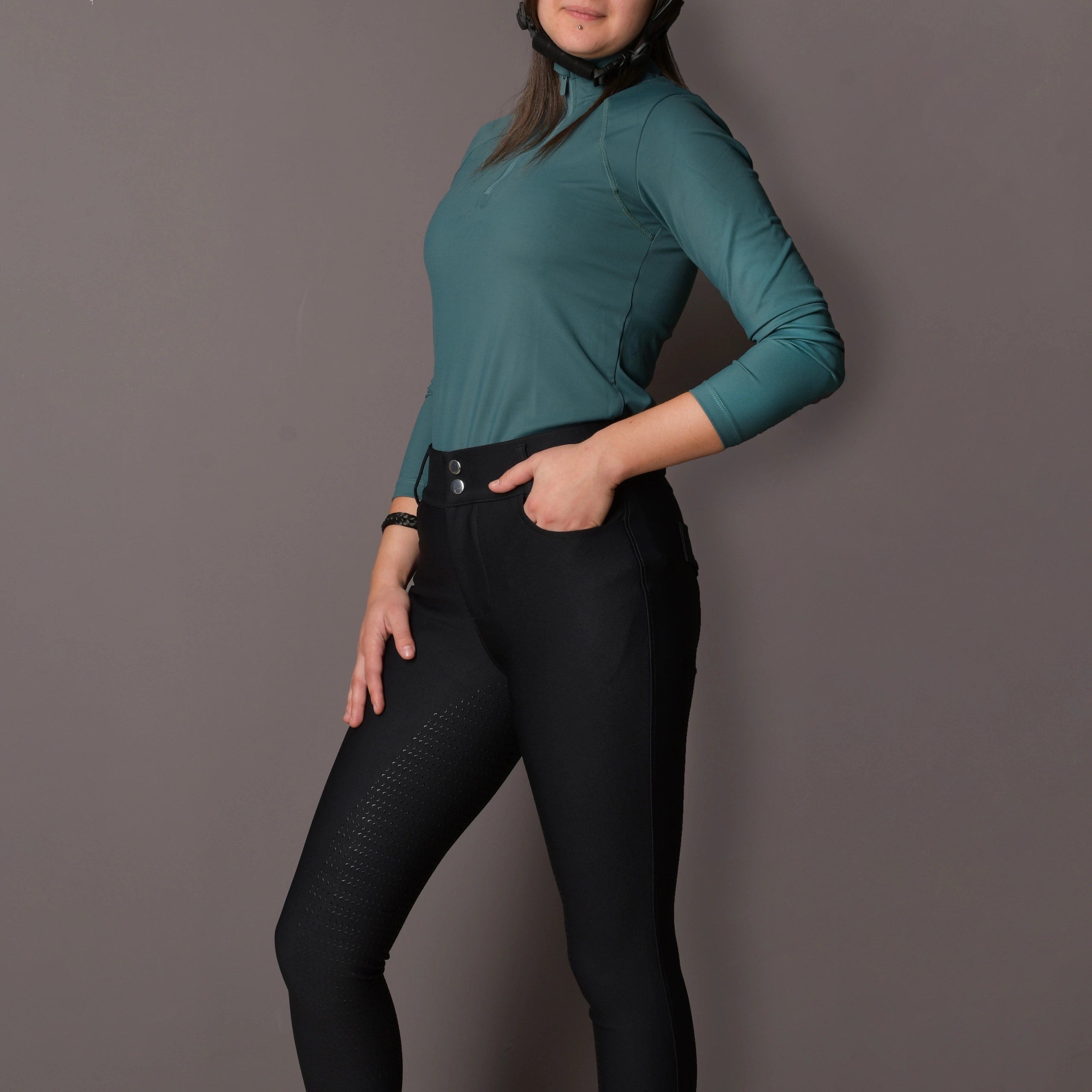 Бриджи для верховой езды с силиконовой леей PRO Sport чёрный