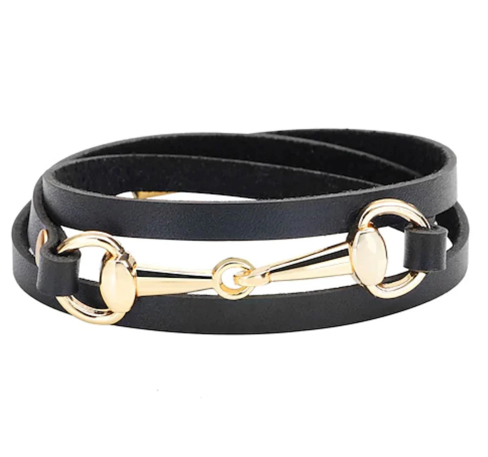 Браслет чёрный с золотом