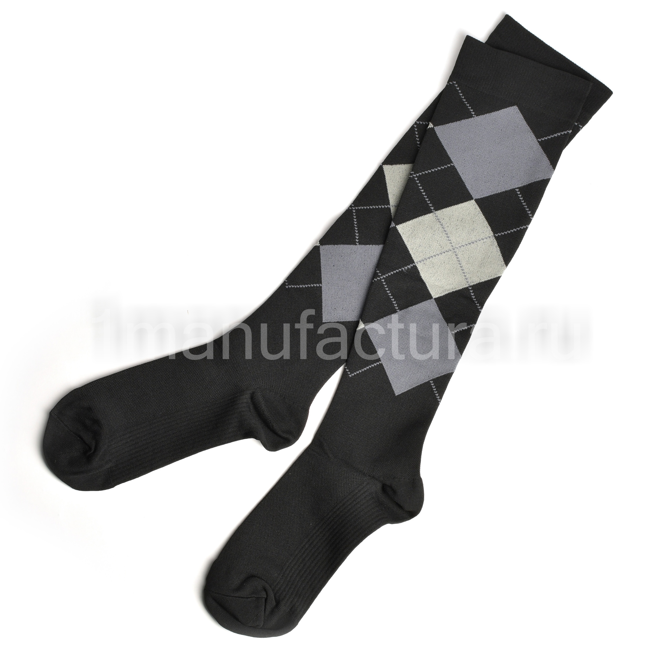 Гольфы ромбик чёрный/серый