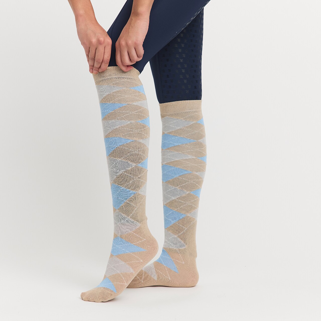 Гольфы для верховой езды Basic Argyle sock бежевый/голубой