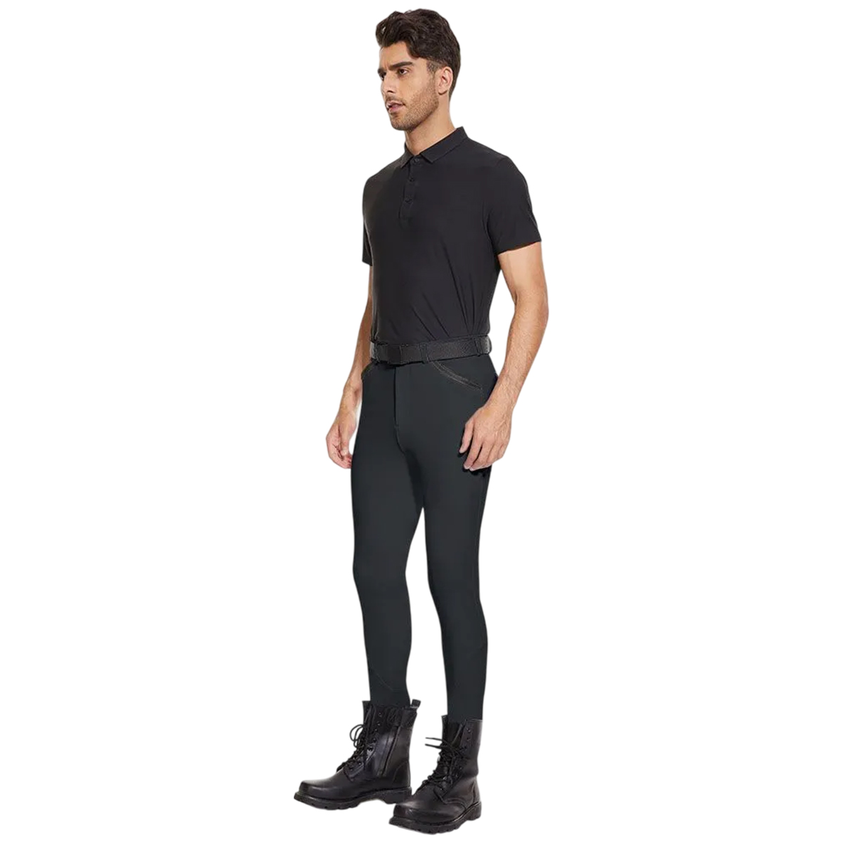 Бриджи мужские для верховой езды с силиконовой коленной леей чёрный