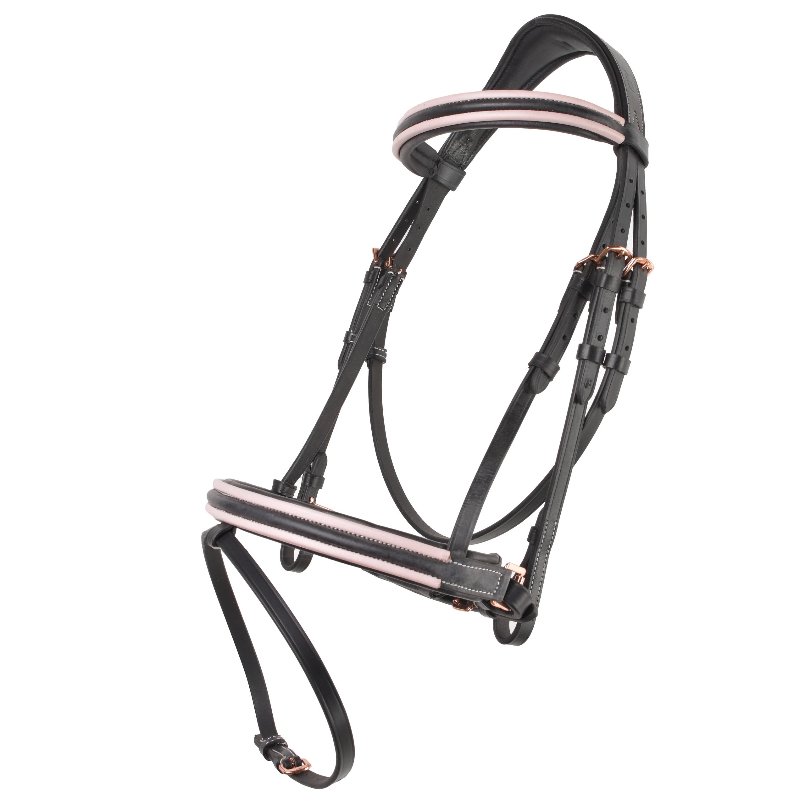Уздечка с цветными подложками Bubble gum чёрный/розовый