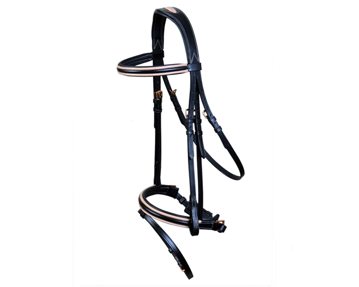 Уздечка с цветными подложками Bubble gum чёрный/розовый Первая Конная Мануфактура