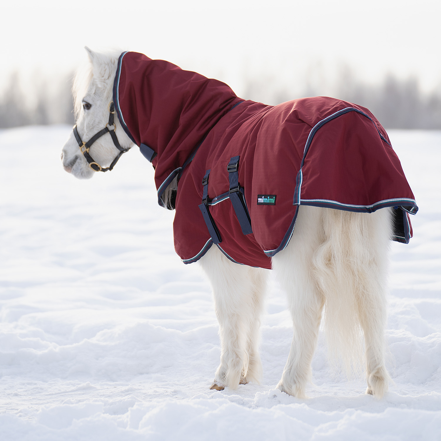 Попона дождевая со вшитым капором на флисе mimimi minihorse, бордовый