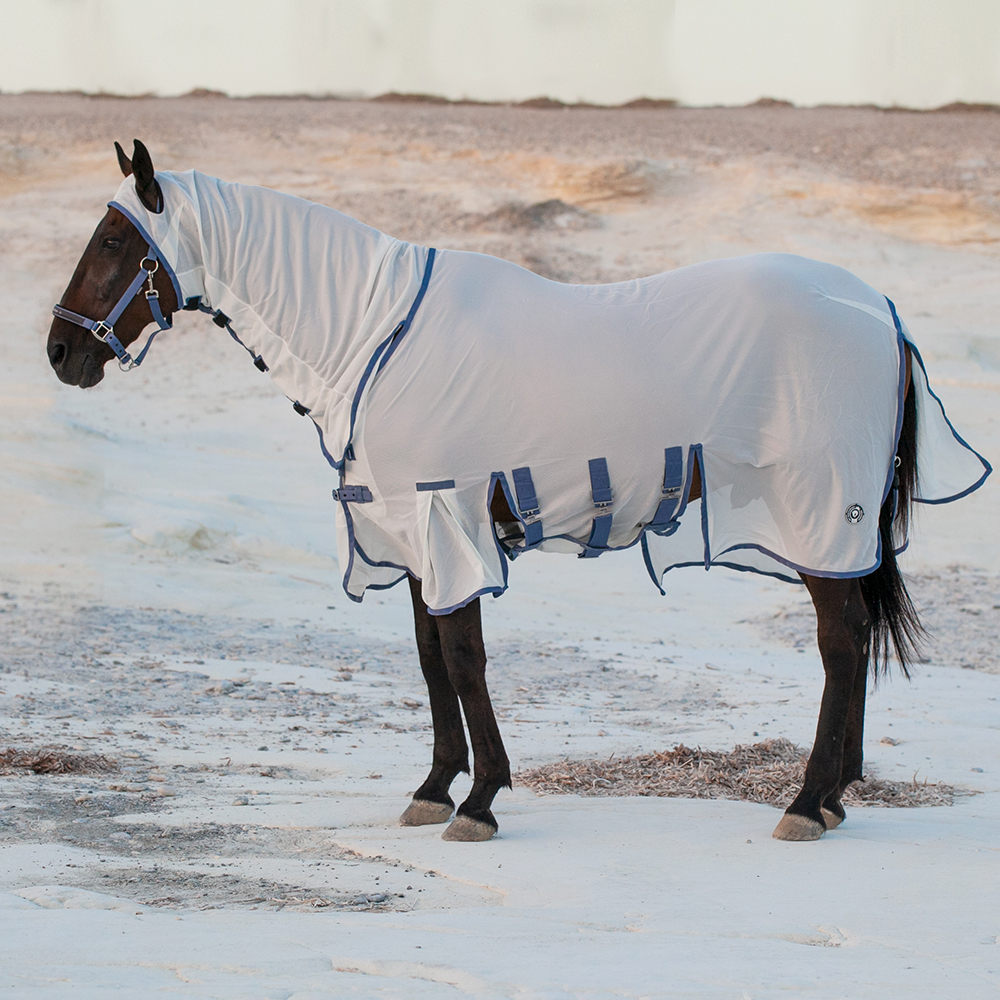 Попона антимоскитная со вшитым капором MIU Equestrian Fly Screen Hoody белый