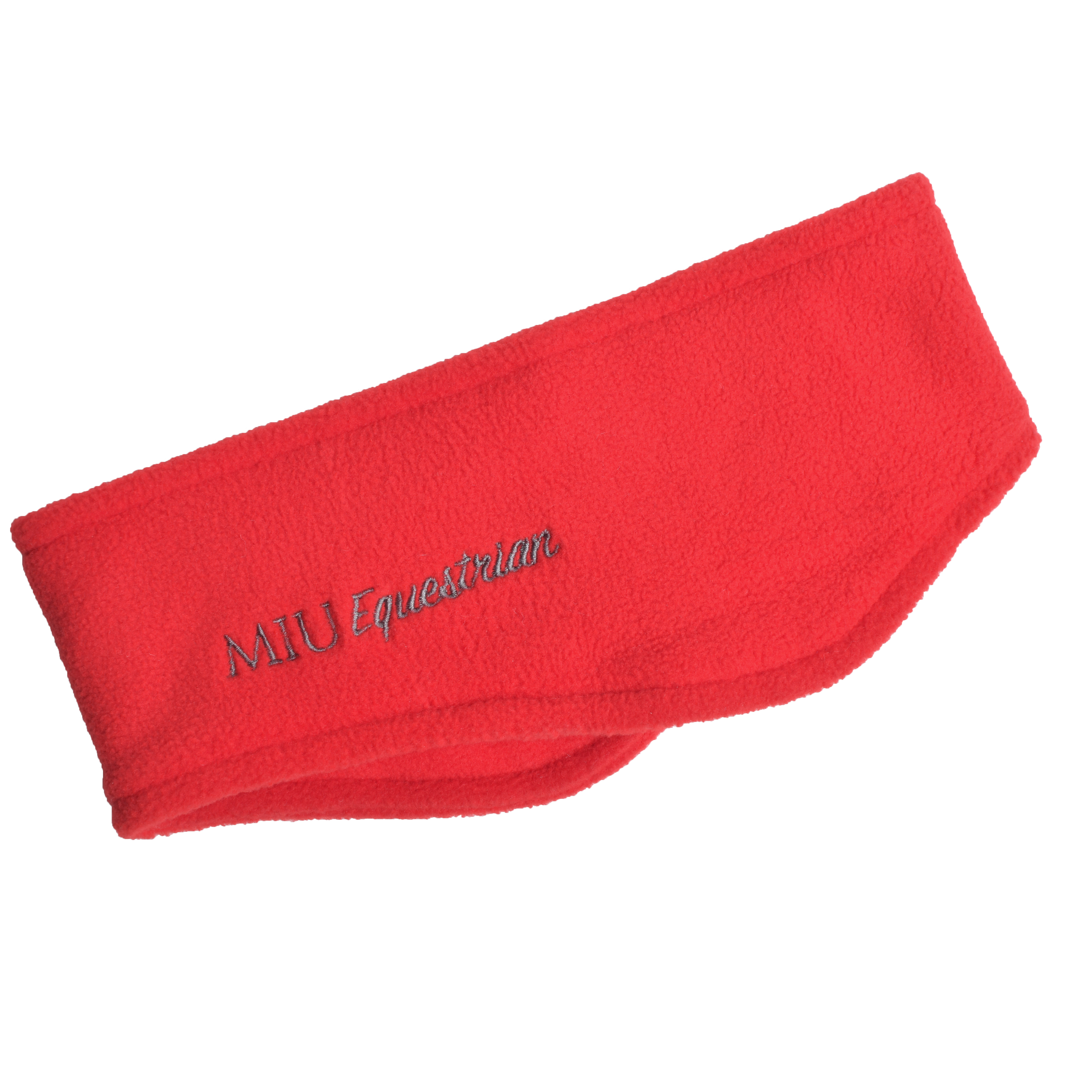Полоска флисовая на уши с вышивкой красный