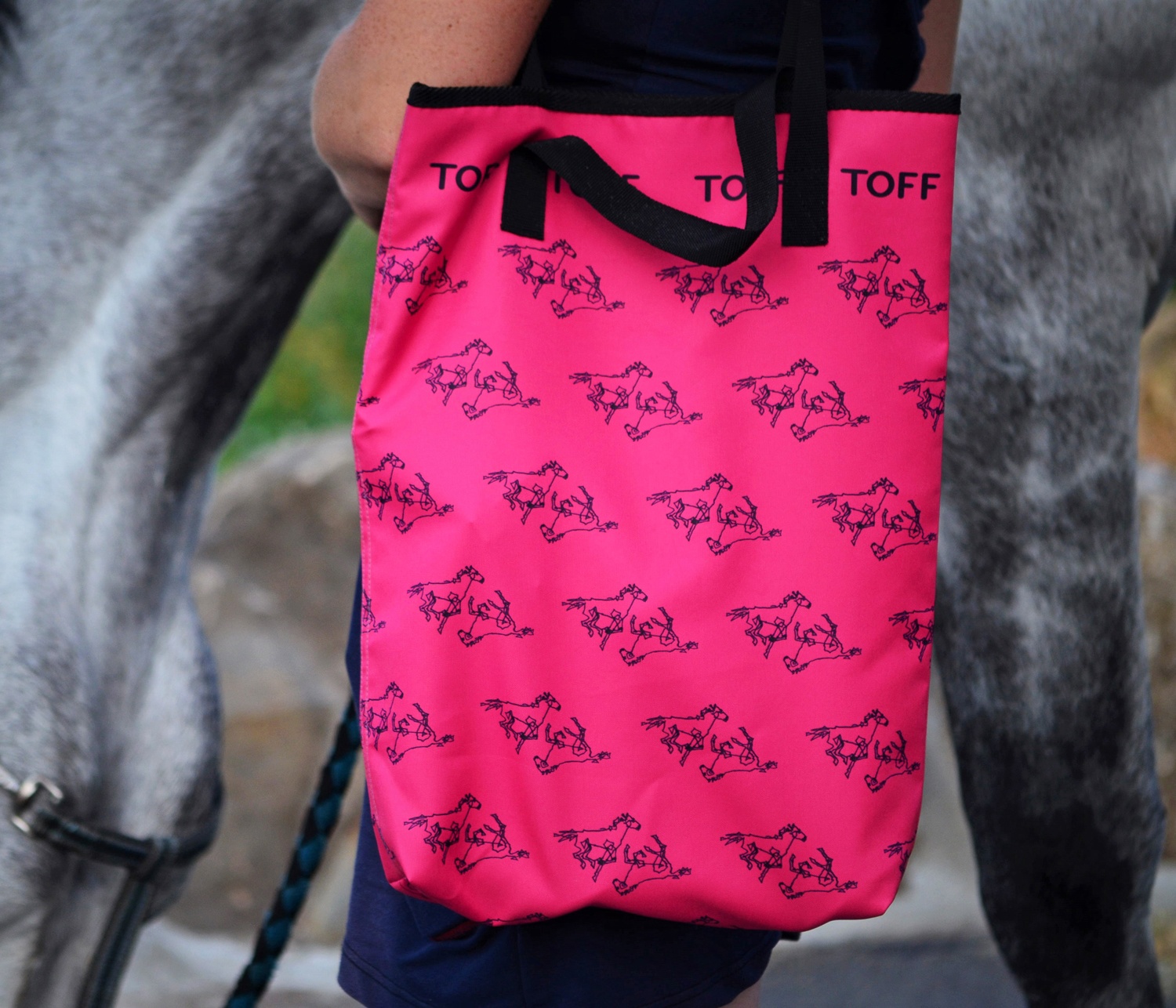 Сумка-шоппер двухсторонняя розовый/серый