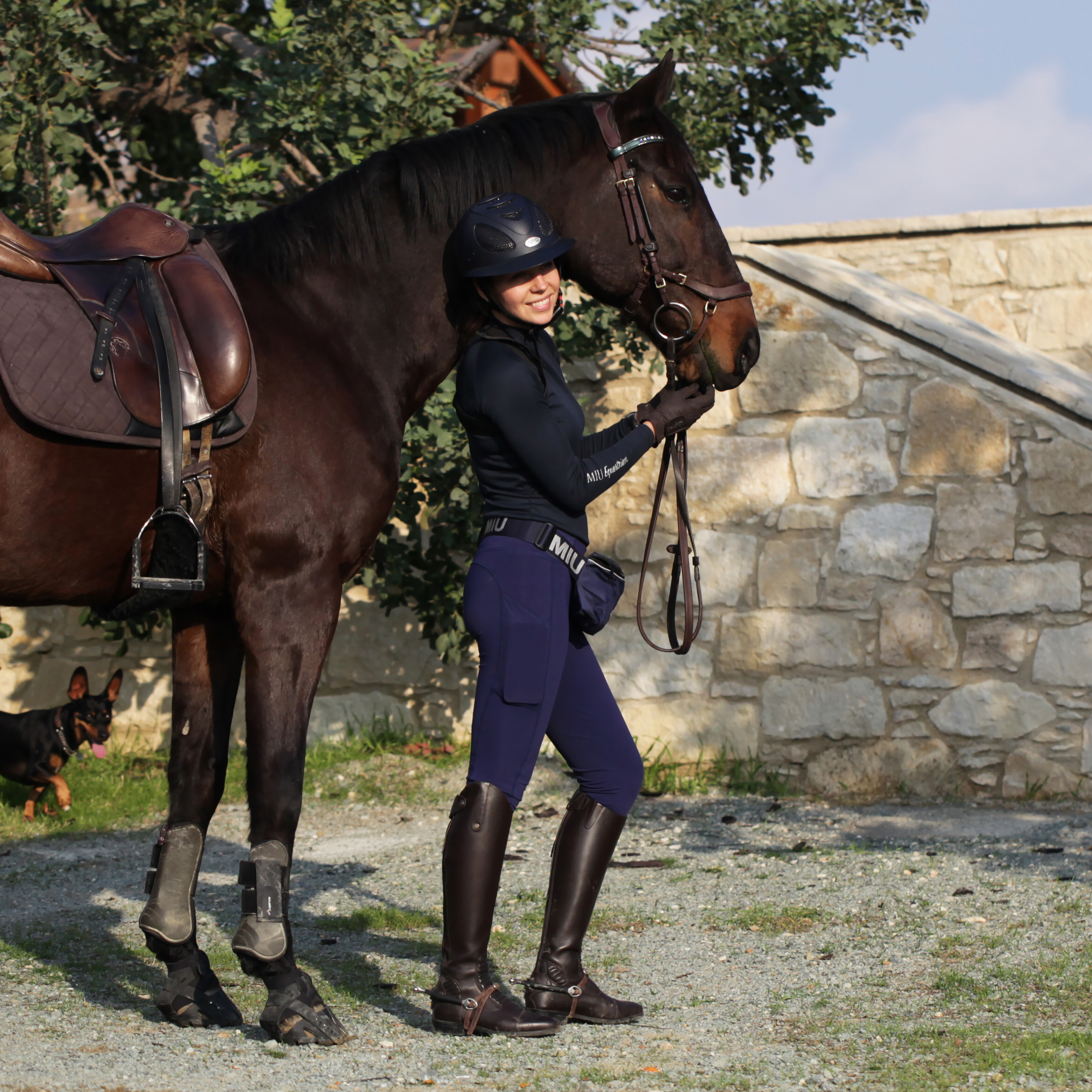 Лонгслив MIU Equestrian SWEATER 2.0 синий