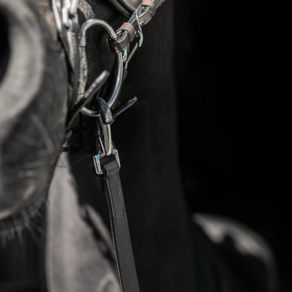 Поводья прорезиненные, на карабинах чёрный